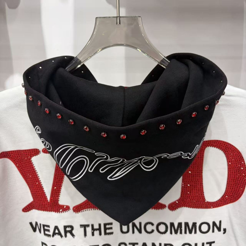 VARE ALL DAY Colorblock Rhinestone Zip Hoodie ¡ª detail