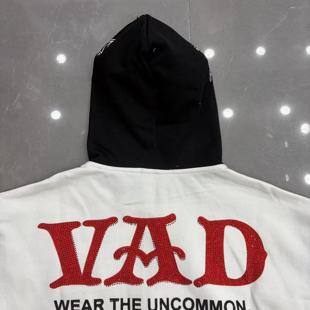 VARE ALL DAY Colorblock Rhinestone Zip Hoodie ¡ª detail