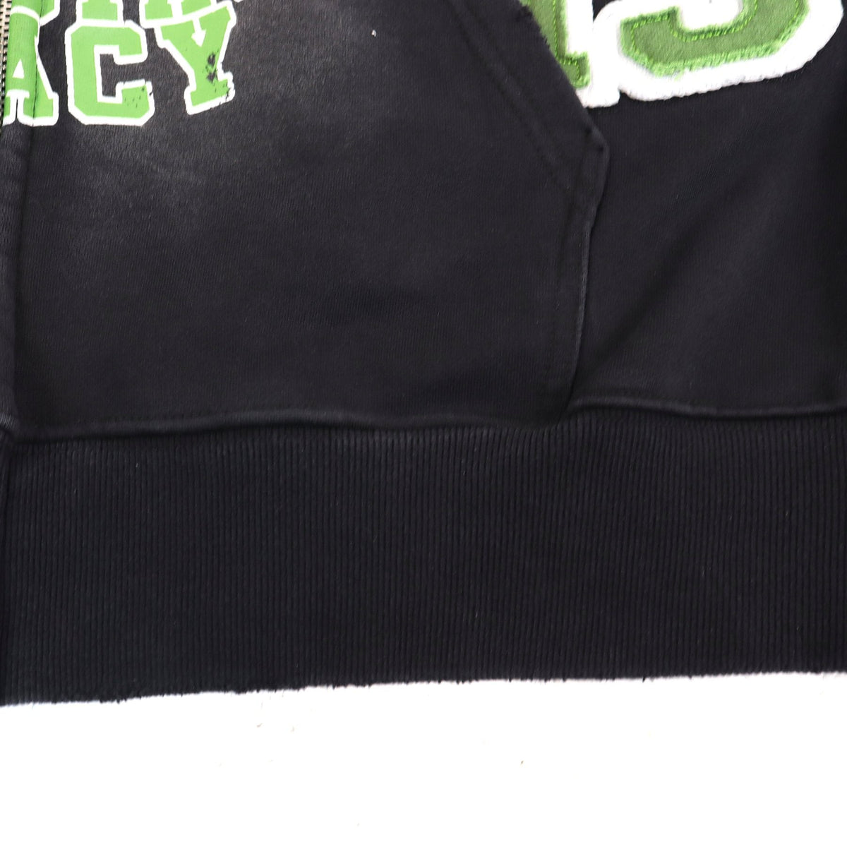 Valley Dreams Washed Black Collegiate Crest Zip Hoodie ¡ª detail