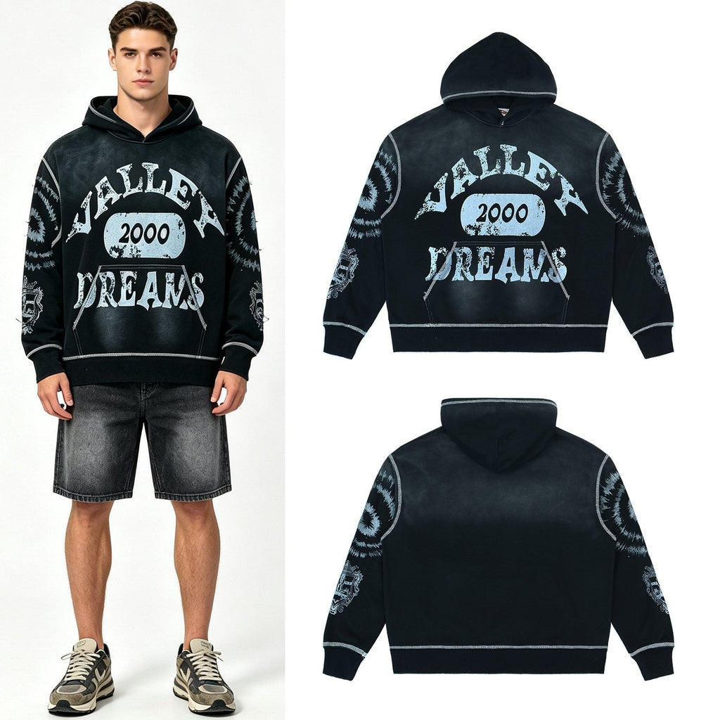 Valley Dreams 2000 Washed Black Graphic Hoodie ¡ª context