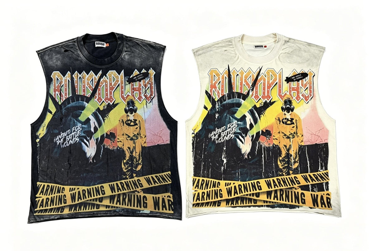 Rough Play Warning Globe Graphic Sleeveless T-Shirt ¡ª comparison