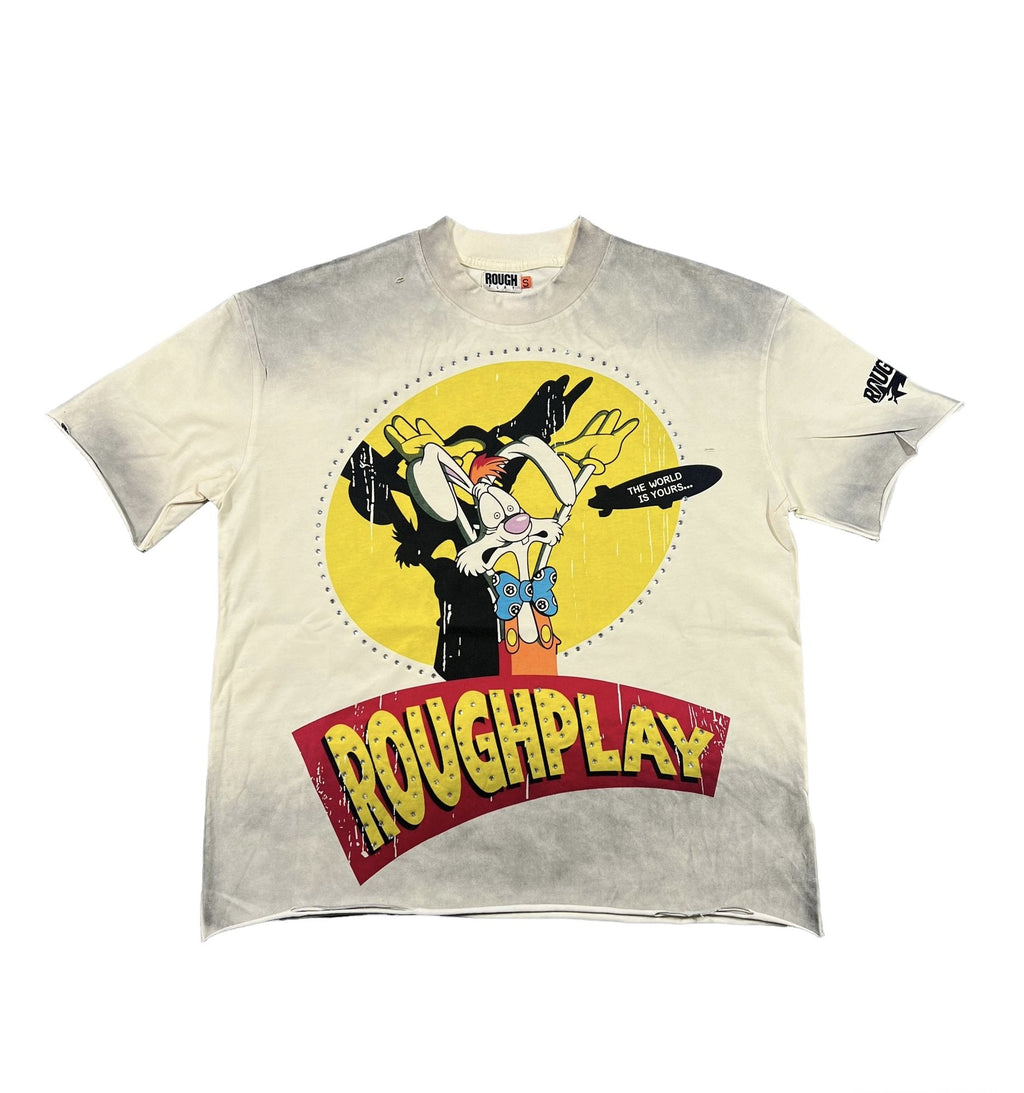 Rough Play Rhinestone Graphic T-Shirt - Cream ¡ª hero
