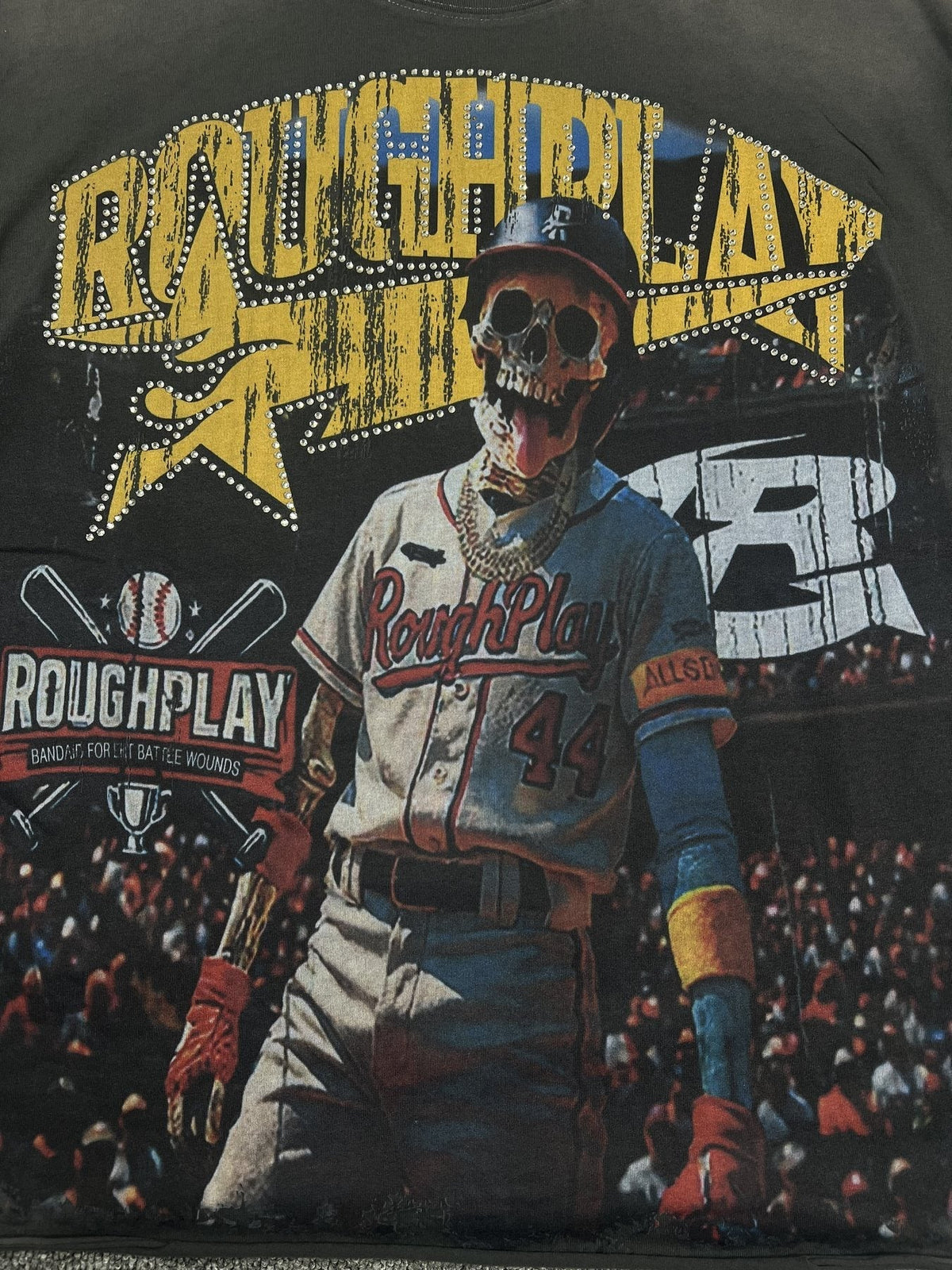 Rough Play Baseball Smiley Graphic T-Shirt ¡ª detail