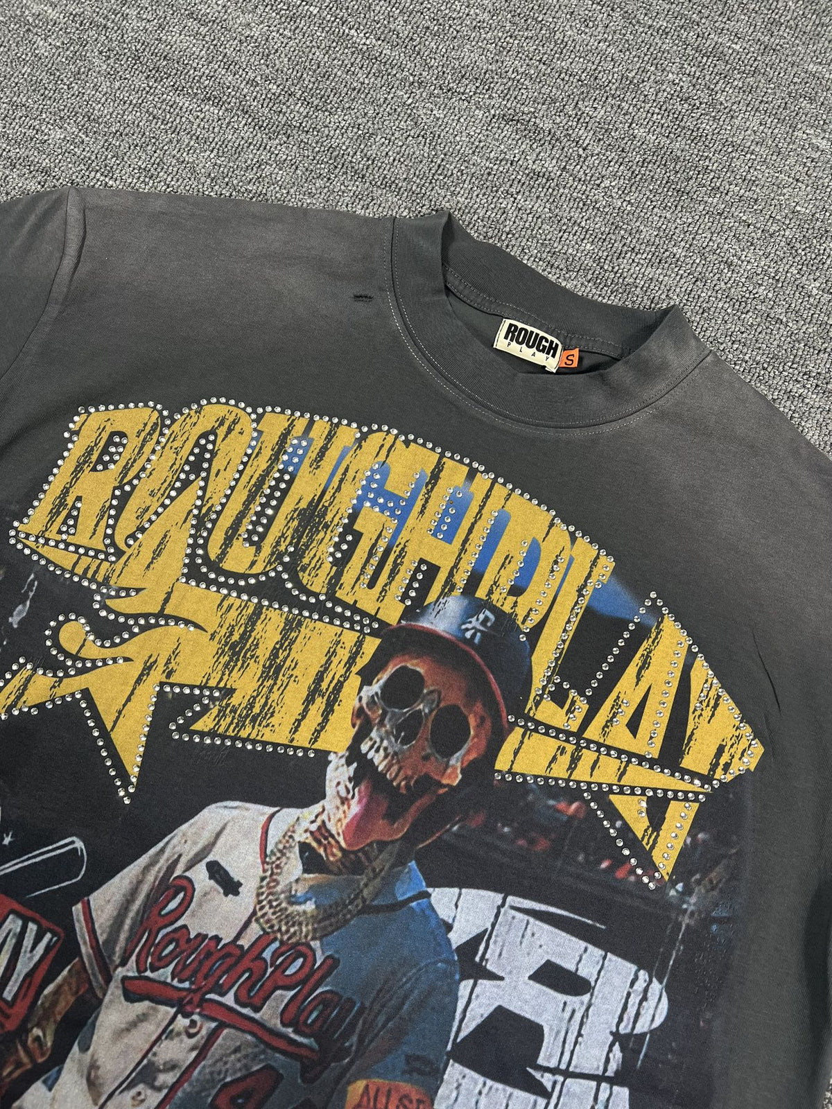 Rough Play Baseball Smiley Graphic T-Shirt ¡ª detail