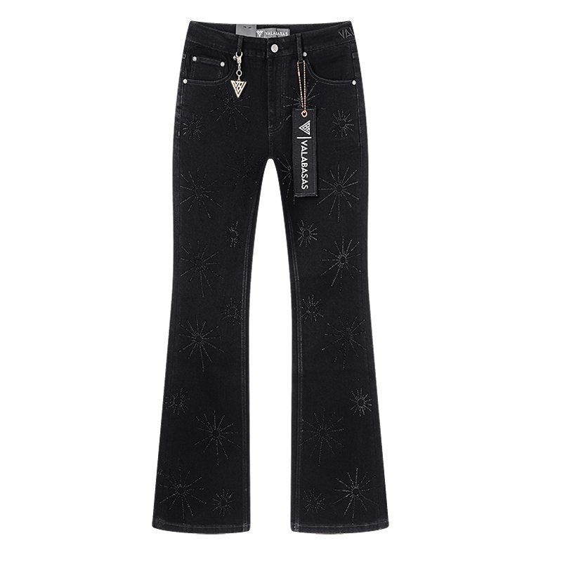 VALABASAS Black Starburst Embellished Jeans ¡ª front