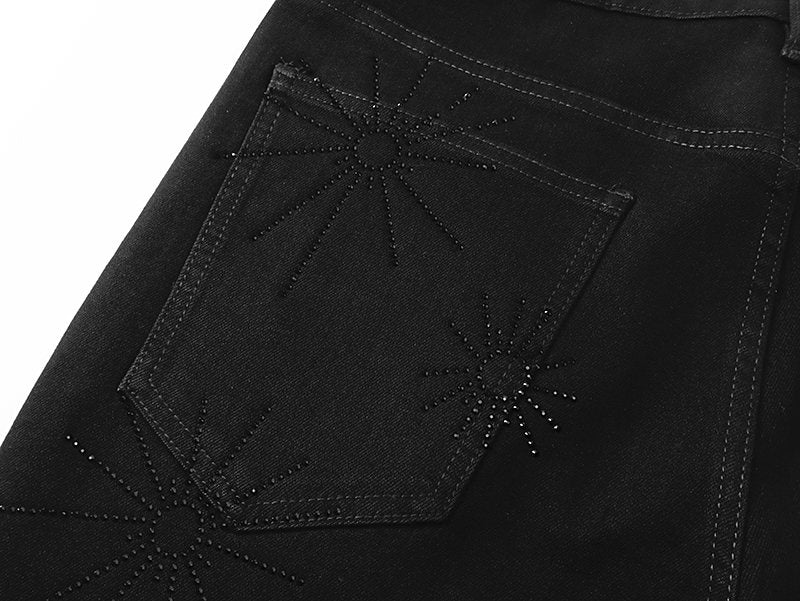 VALABASAS Black Starburst Embellished Jeans ¡ª detail