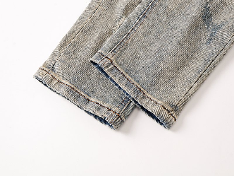 VALABASAS Light Blue Distressed Repair Jeans ¡ª detail