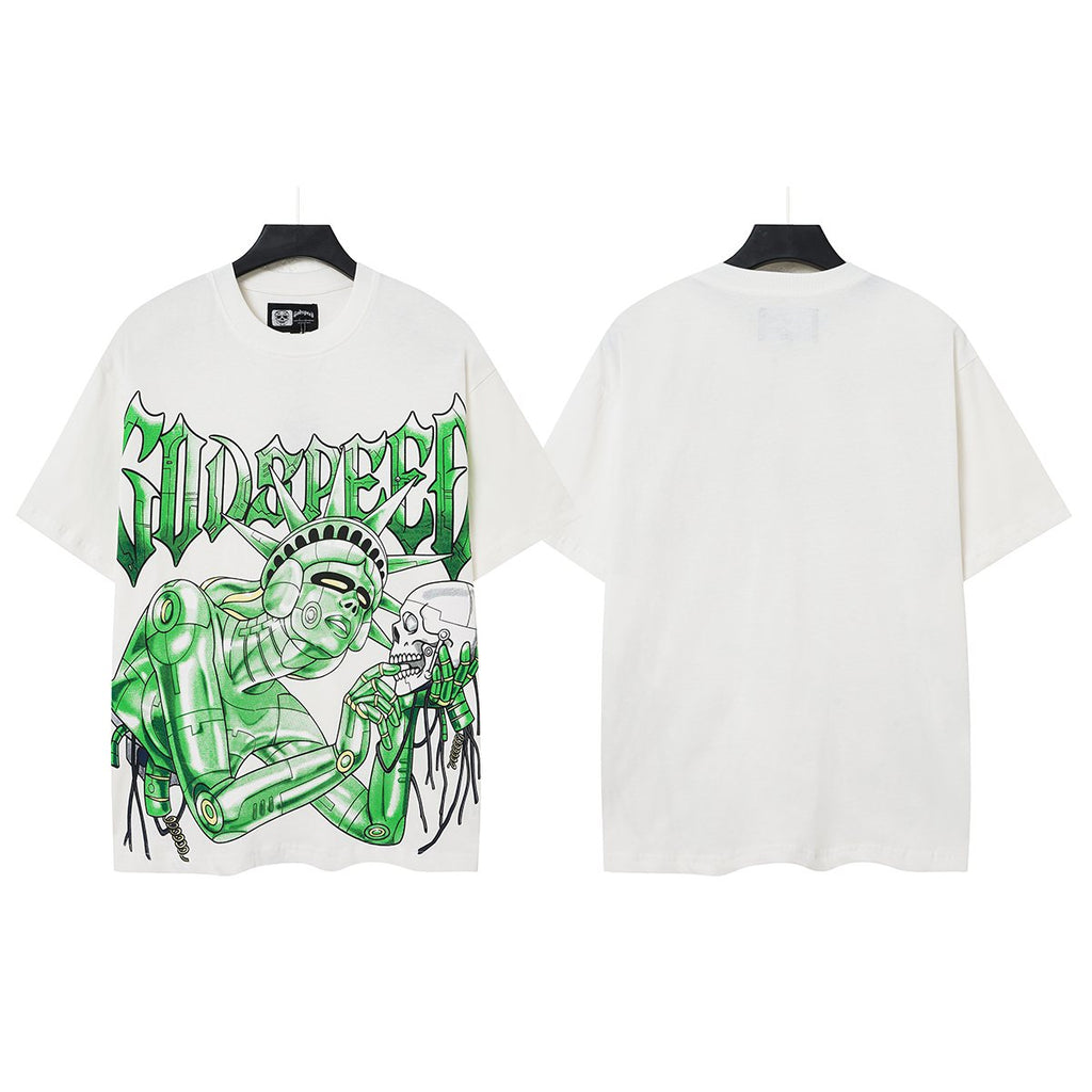 Godspeed Green Front Graphic White T-Shirt ¡ª front