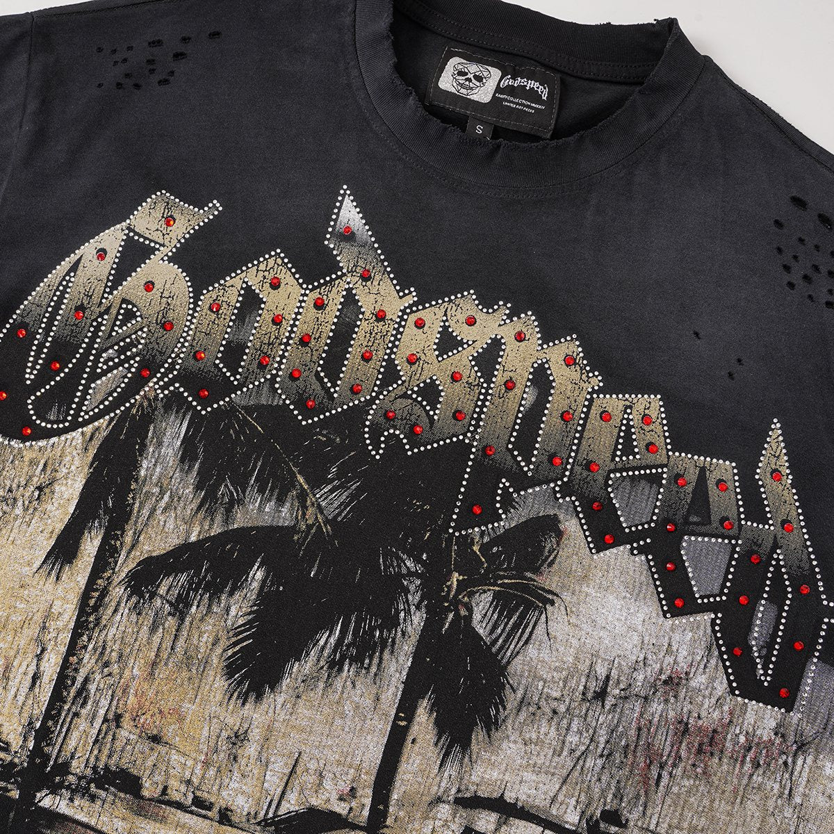 Godspeed Rhinestone Car Graphic T-Shirt ¡ª detail