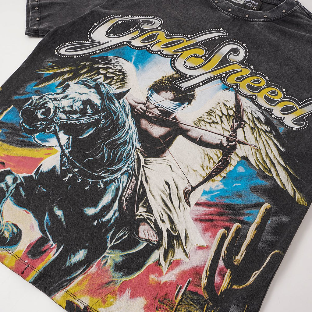 Godspeed Angel Horse Rhinestone Graphic T-Shirt ¡ª detail