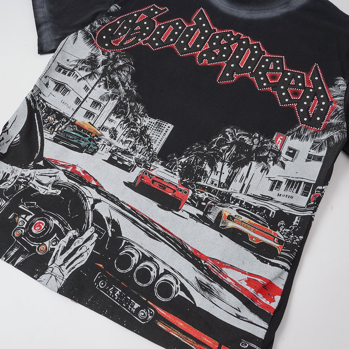 Godspeed Washed Car & Key Graphic Short-Sleeve T-Shirt ¡ª detail