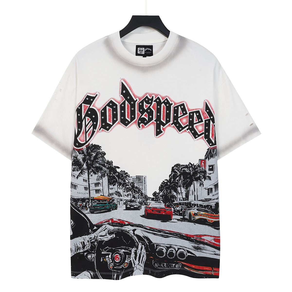 Godspeed Washed Car & Key Graphic Short-Sleeve T-Shirt ¡ª front