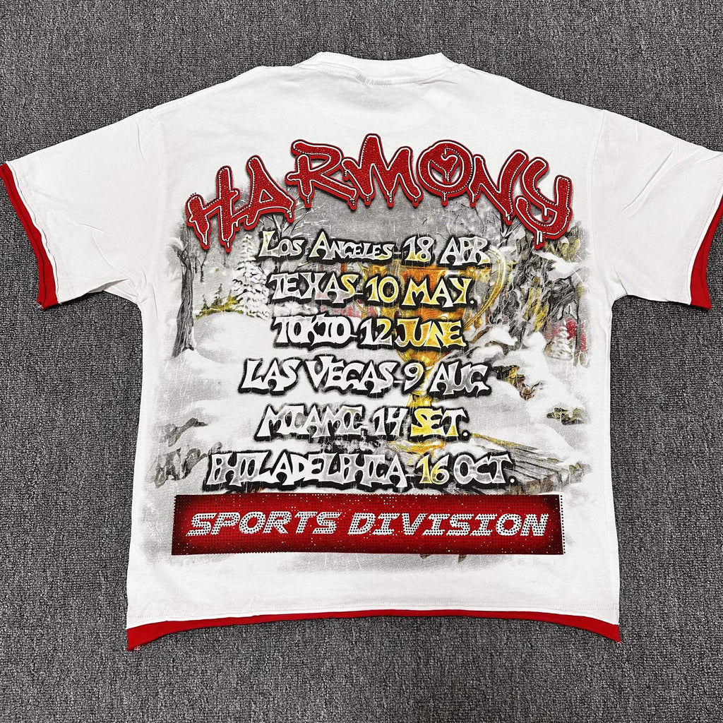 HARMONY White Red-Trim Graphic T-Shirt ¡ª back