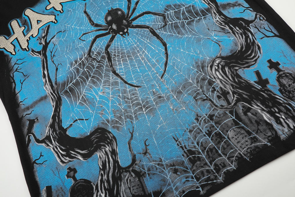HARMONY Spider Web Graphic Black Short-Sleeve T-Shirt ¡ª detail