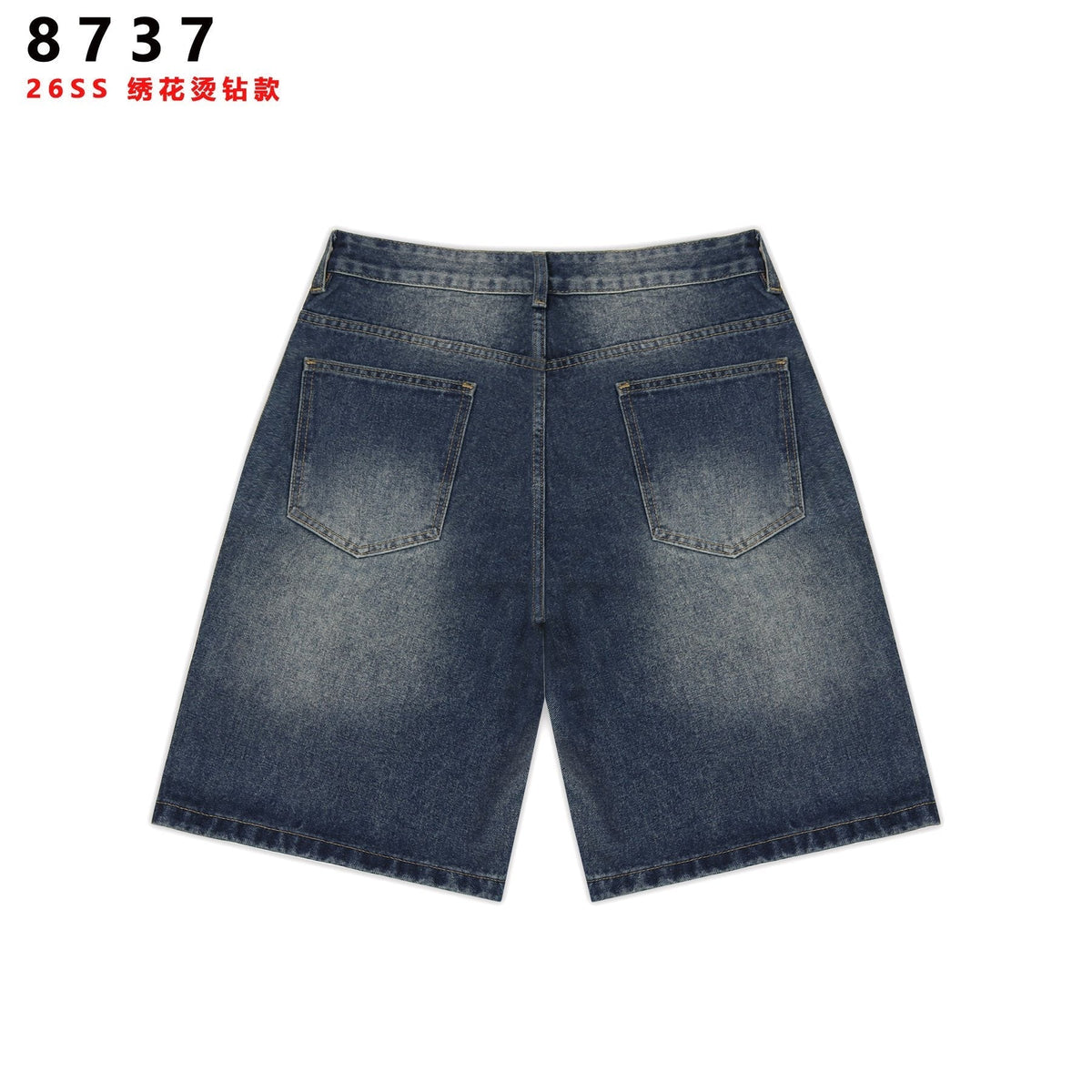 VALE SPORTS DIVISION Patch Embroidered Studded Denim Shorts ¡ª back