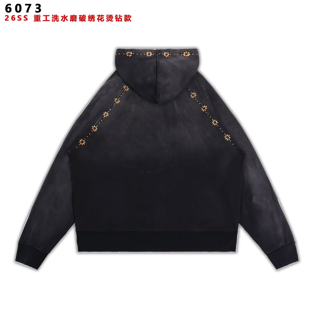 Valley Dreams Varsity Crest Washed Black Zip Hoodie ¡ª back