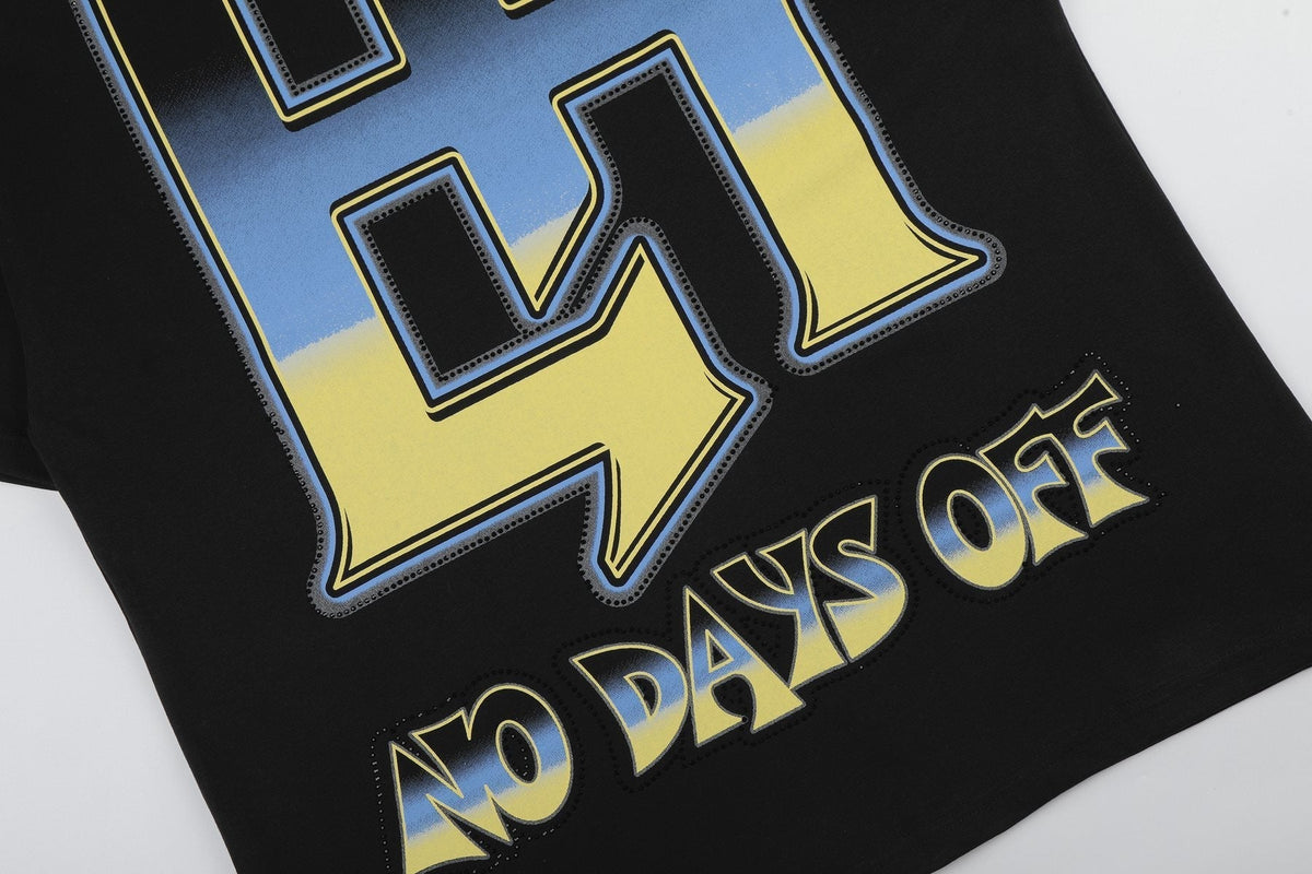 Life Hustlere Black No Days Off Graphic Short-Sleeve T-Shirt ¡ª detail