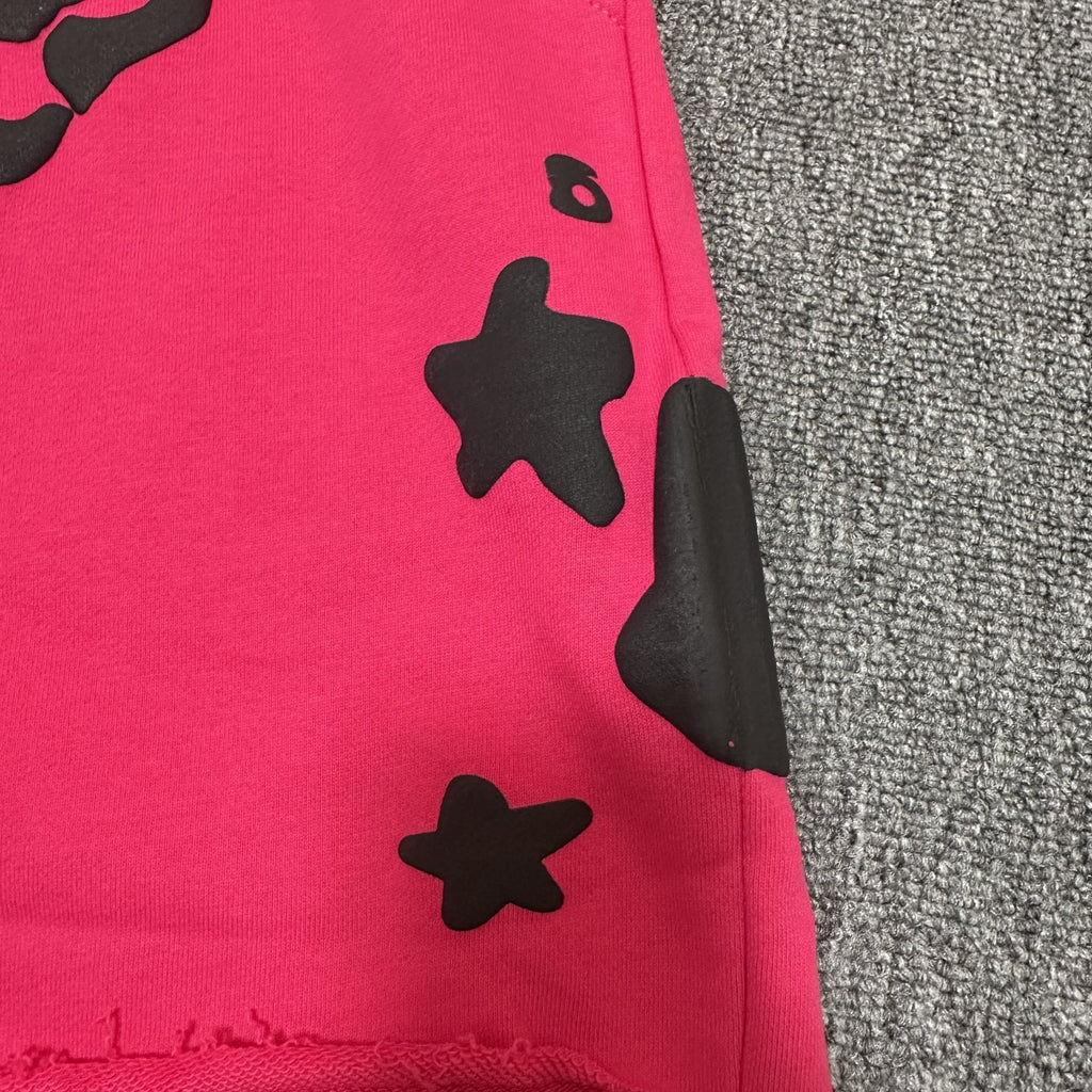 Sp5der Pink Graphic Terry Shorts ¡ª detail