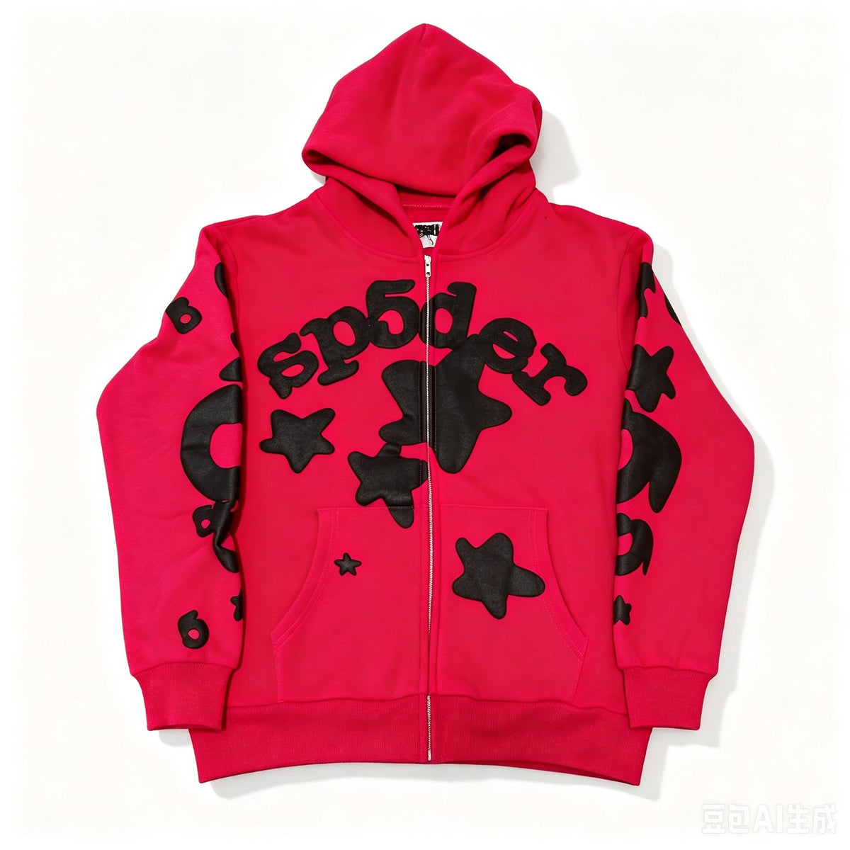 Sp5der Red Graphic Zip Hoodie ¡ª hero