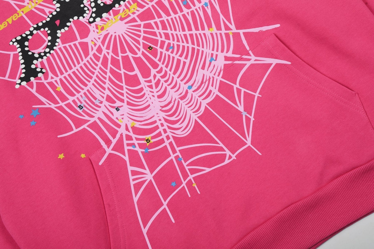 Sp5der Pink Spiderweb Graphic Matching Set ¡ª detail