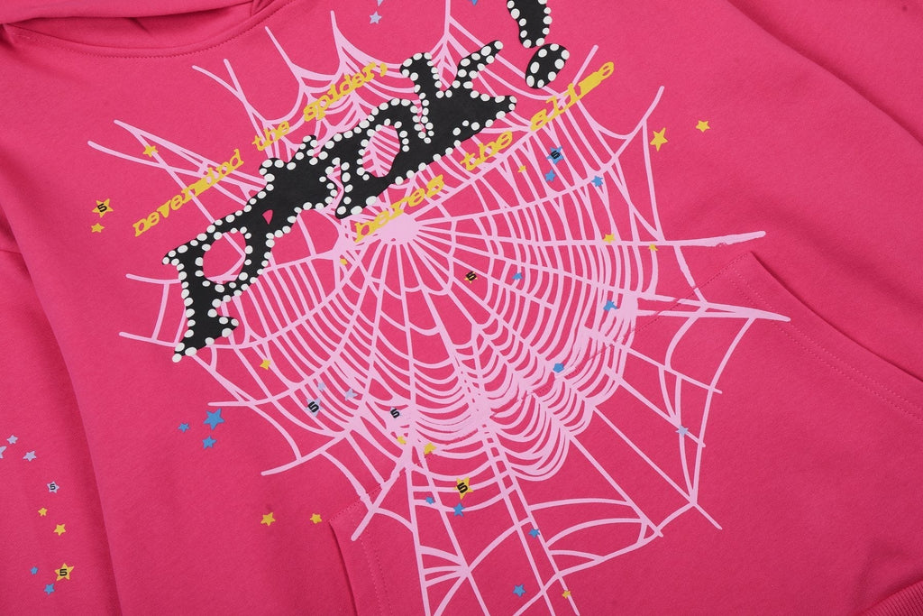 Sp5der Pink Spiderweb Graphic Matching Set ¡ª detail
