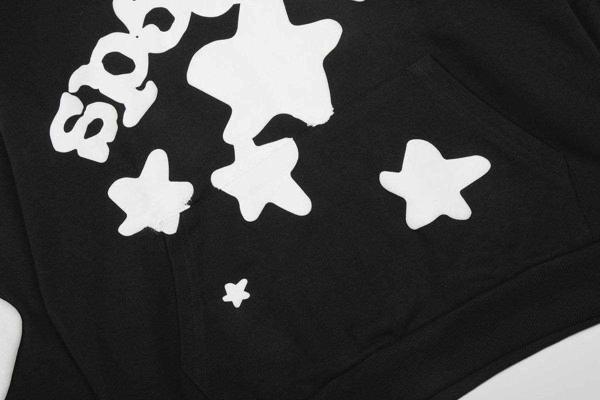 Sp5der Black White Graphic Hoodie & Jogger Matching Set ¡ª detail