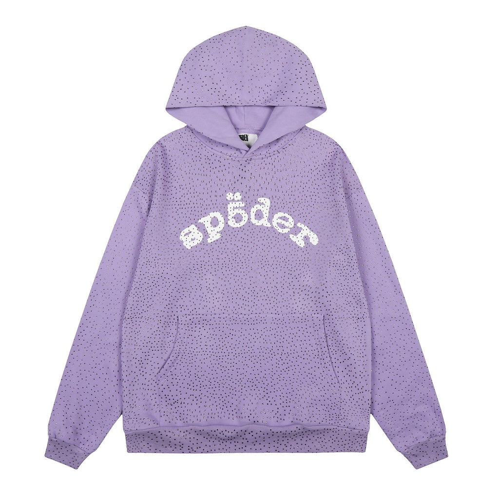 Sp5der Rhinestone Hoodie & Pants Matching Set ¡ª front