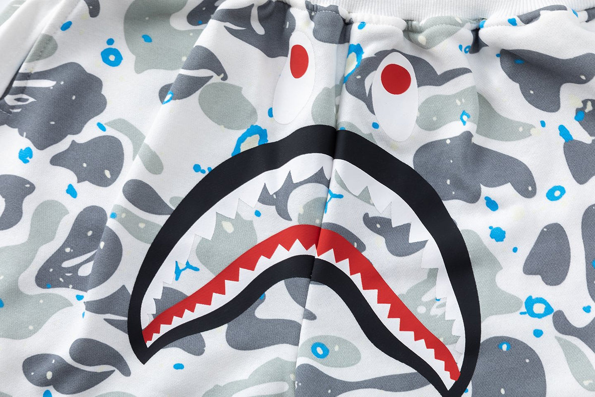 BAPE Camo Shark Graphic Shorts ¡ª detail