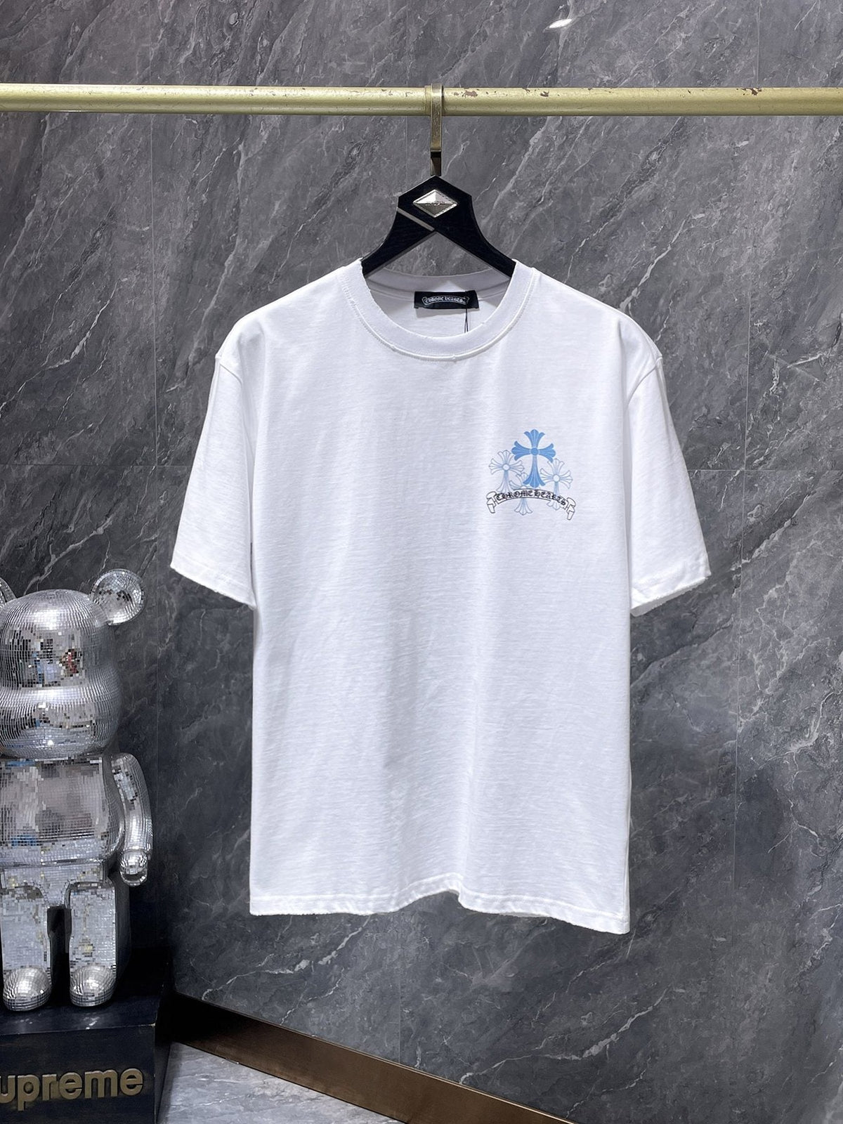 Chrome Hearts Blue Floral Cross Graphic T-Shirt ¡ª front