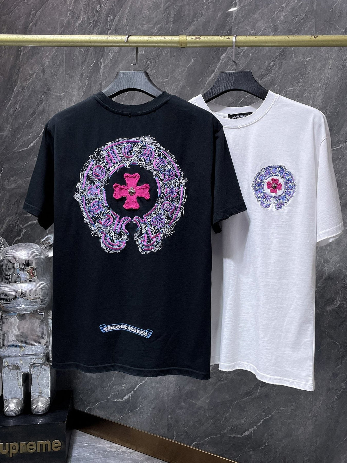 Chrome Hearts Horseshoe Cross Embroidered T-Shirt ¡ª comparison
