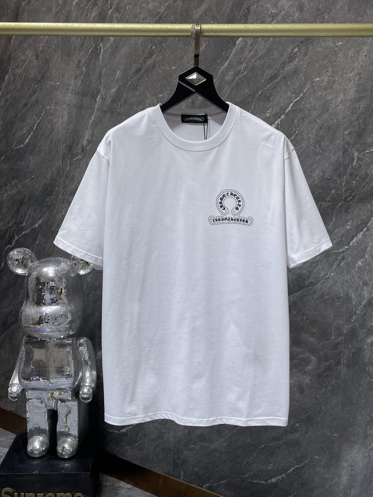 Chrome Hearts Rhinestone Cross Horseshoe Graphic T-Shirt ¡ª front