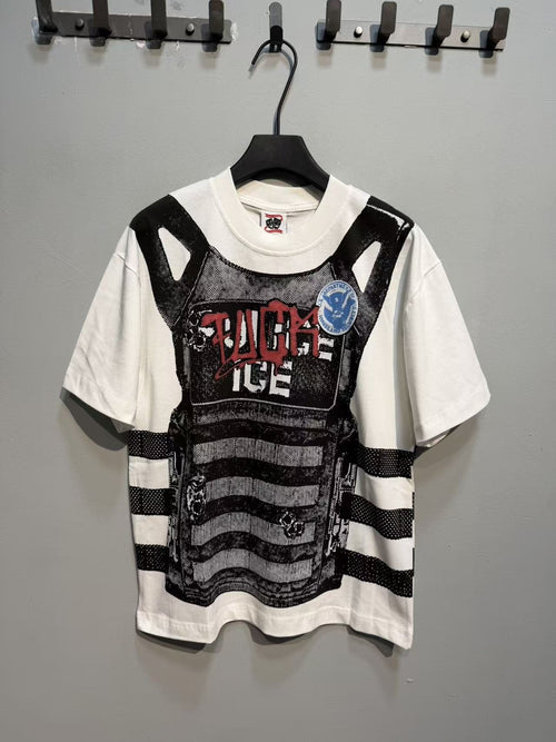 ASAALL Striped Panel Graphic Short-Sleeve T-Shirt ¡ª front