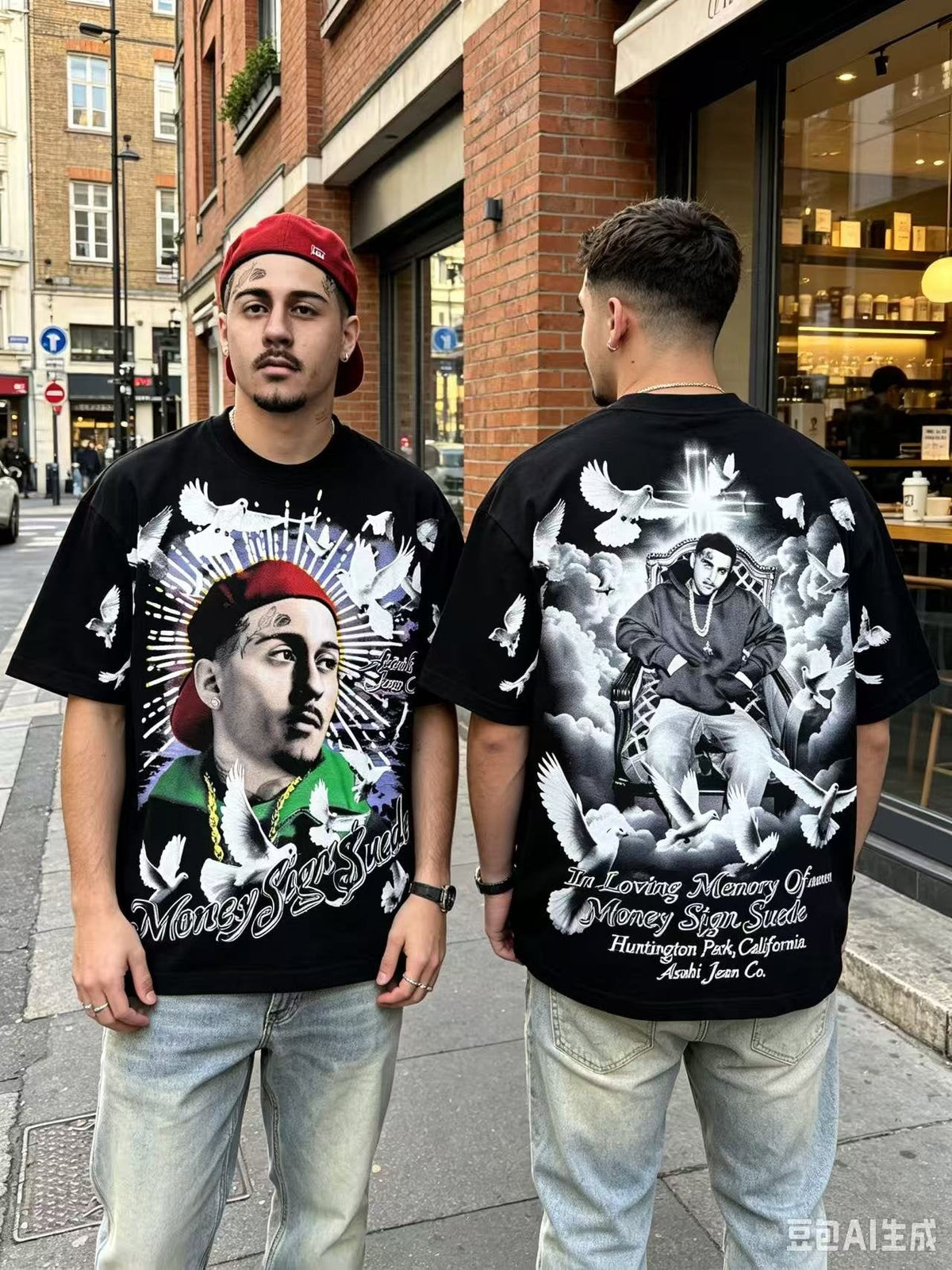 ASAALL Portrait and Dove Graphic Short-Sleeve T-Shirt ¡ª context