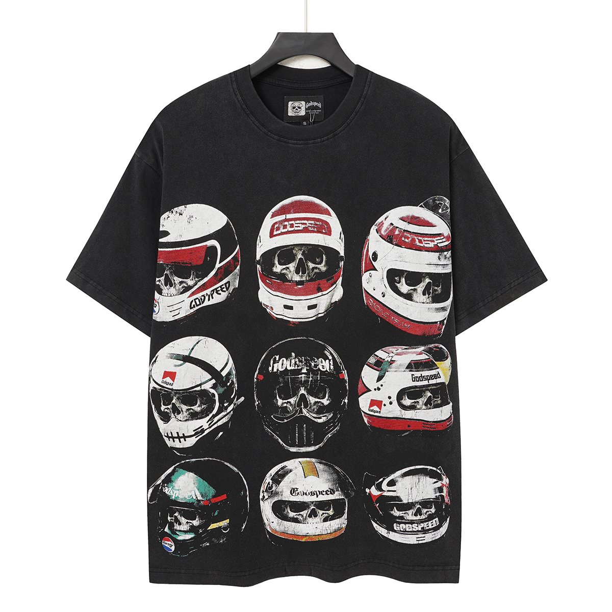 Godspeed Out of Many One Racing Helmet Graphic T-Shirt ¡ª hero