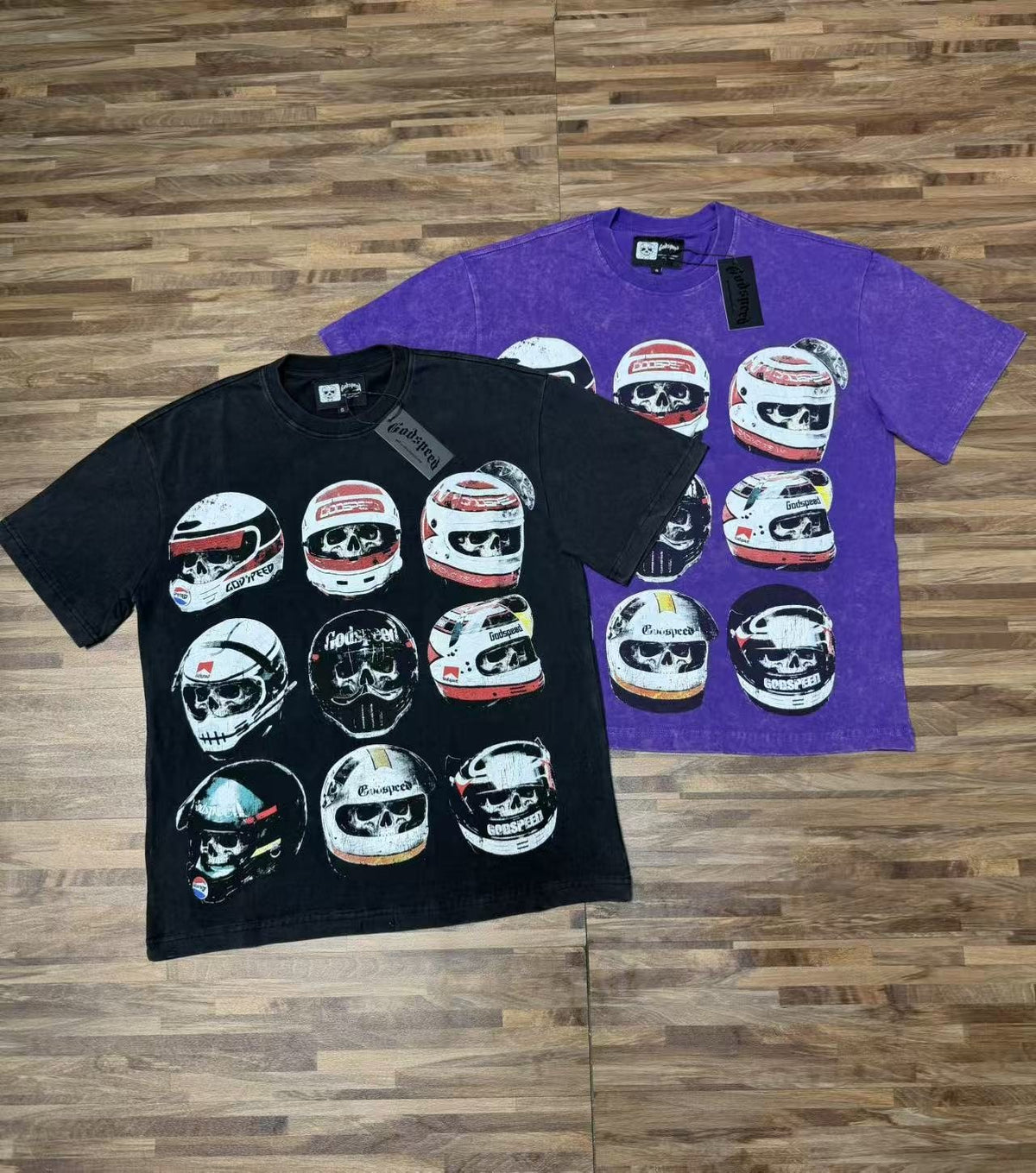 Godspeed Out of Many One Racing Helmet Graphic T-Shirt ¡ª comparison