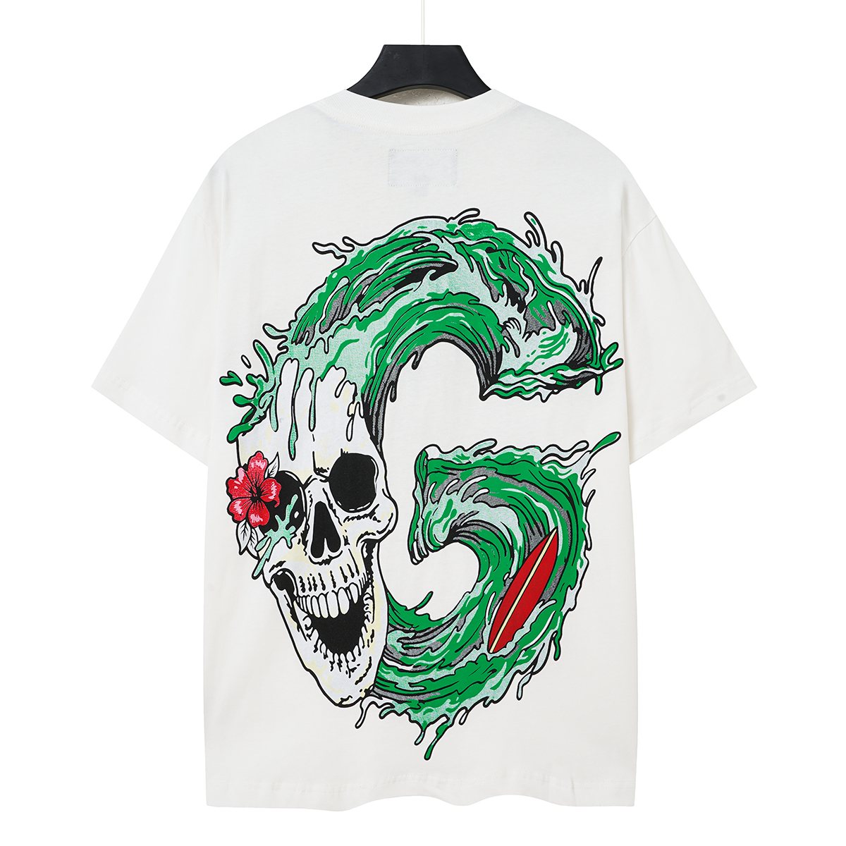Godspeed Tropical Skull Wave Graphic T-Shirt ¡ª back