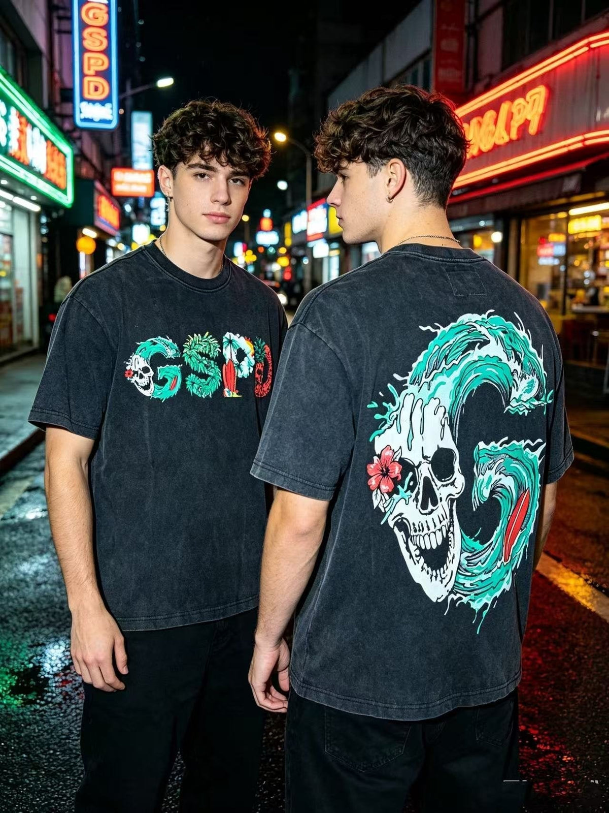 Godspeed Tropical Skull Wave Graphic T-Shirt ¡ª context