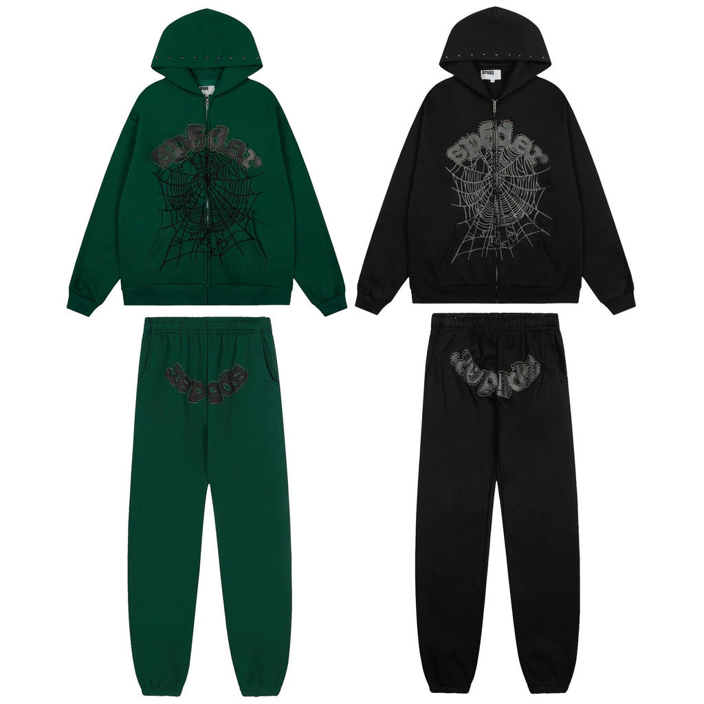 Sp5der Spiderweb Graphic Zip Hoodie & Sweatpants Matching Set ¡ª comparison