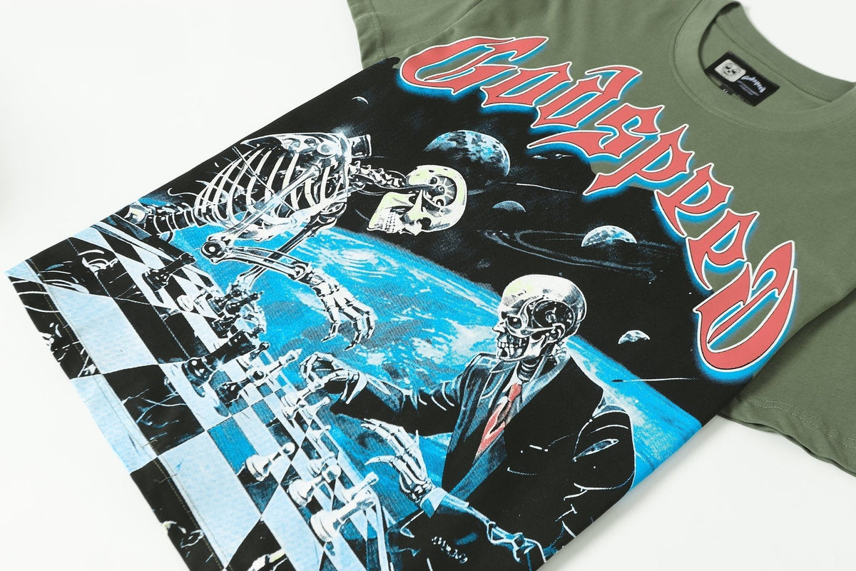 Godspeed Skeleton Chess Graphic T-Shirt ¡ª detail