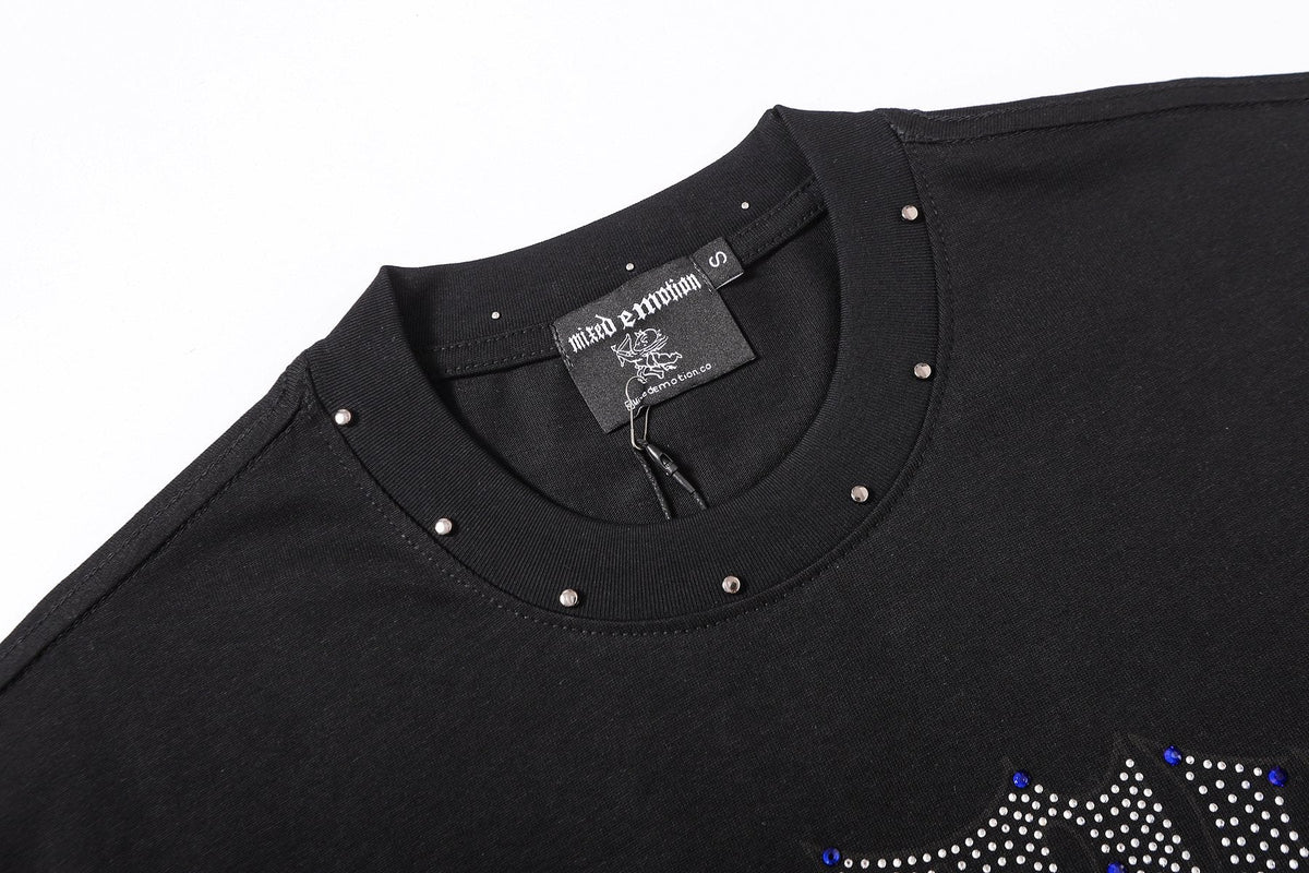 MIXED EMOTION Studded Angel Graphic T-Shirt ¡ª detail