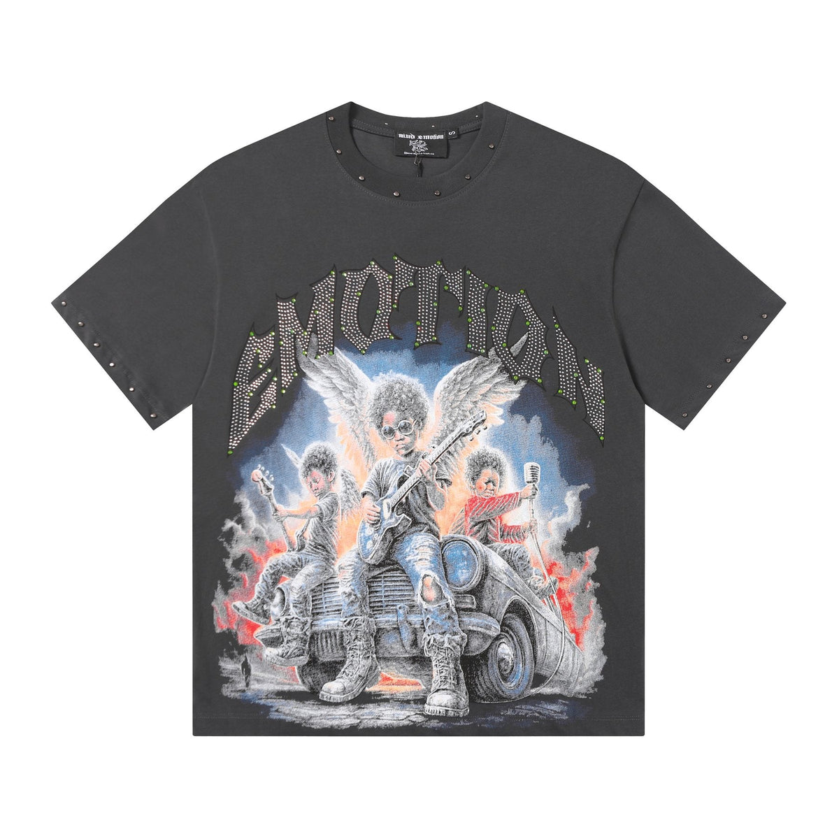 MIXED EMOTION Studded Angel Graphic T-Shirt ¡ª hero
