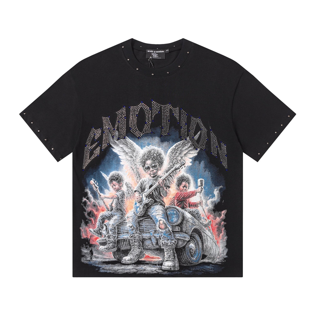 MIXED EMOTION Studded Angel Graphic T-Shirt ¡ª hero