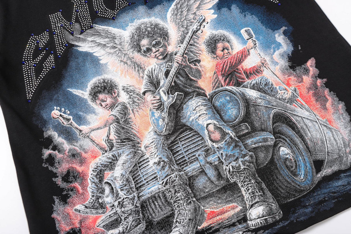 MIXED EMOTION Studded Angel Graphic T-Shirt ¡ª detail