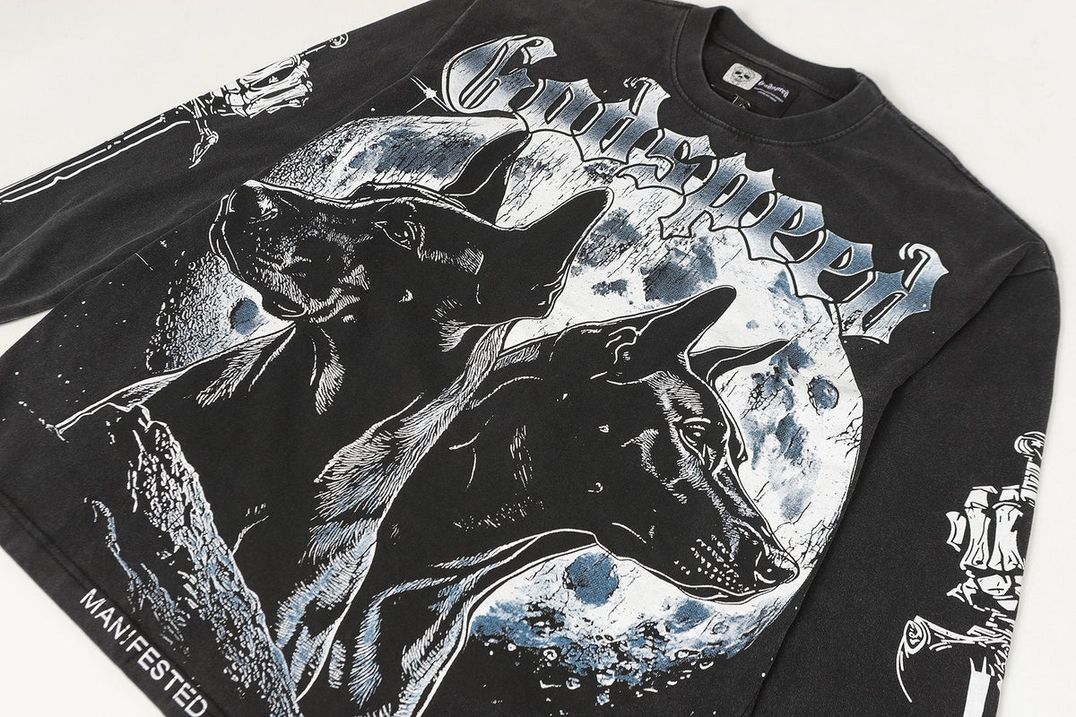 Godspeed Dog Moon Graphic Long-Sleeve T-Shirt ¡ª detail