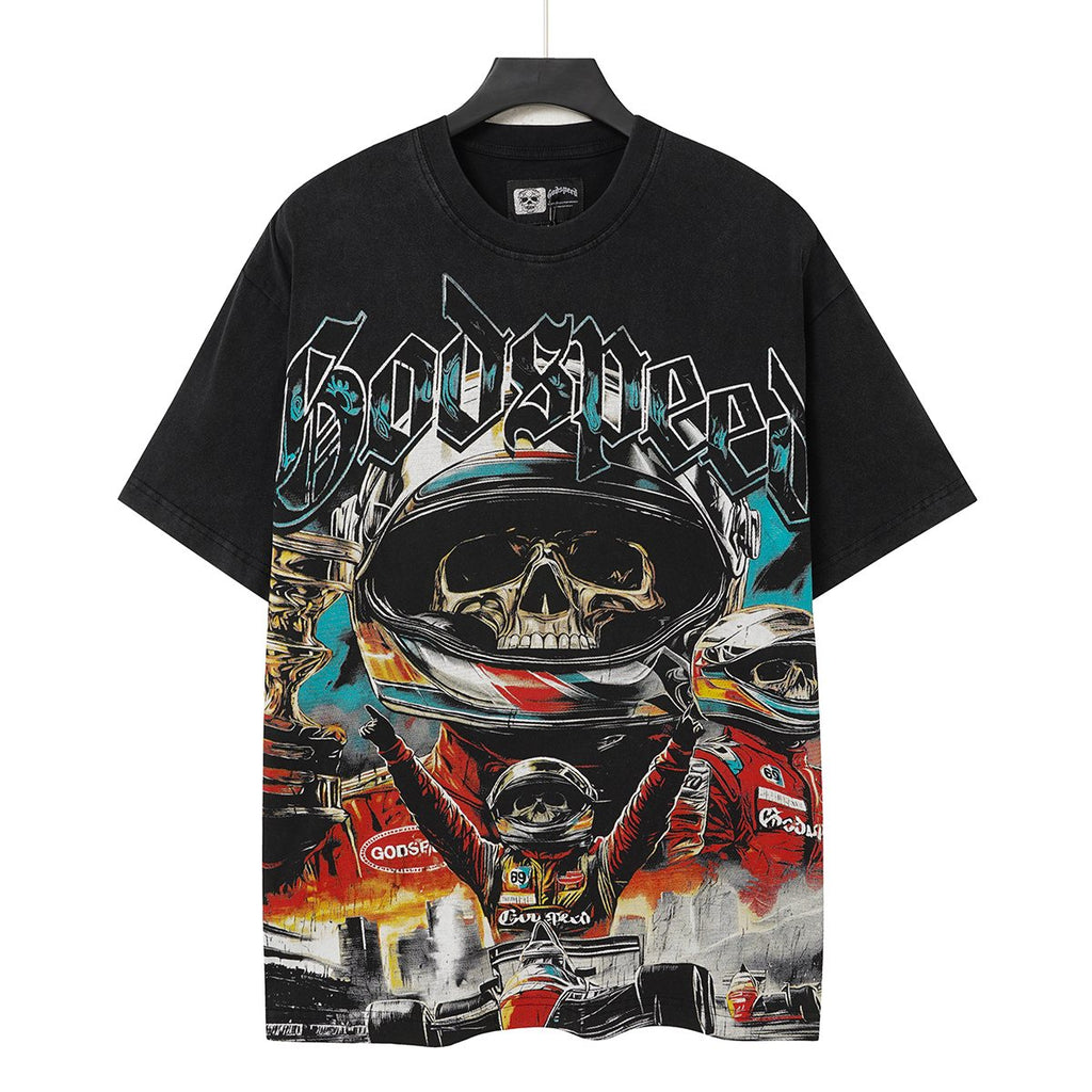 Godspeed Racing Skull Skateboarder Graphic T-Shirt ¡ª hero