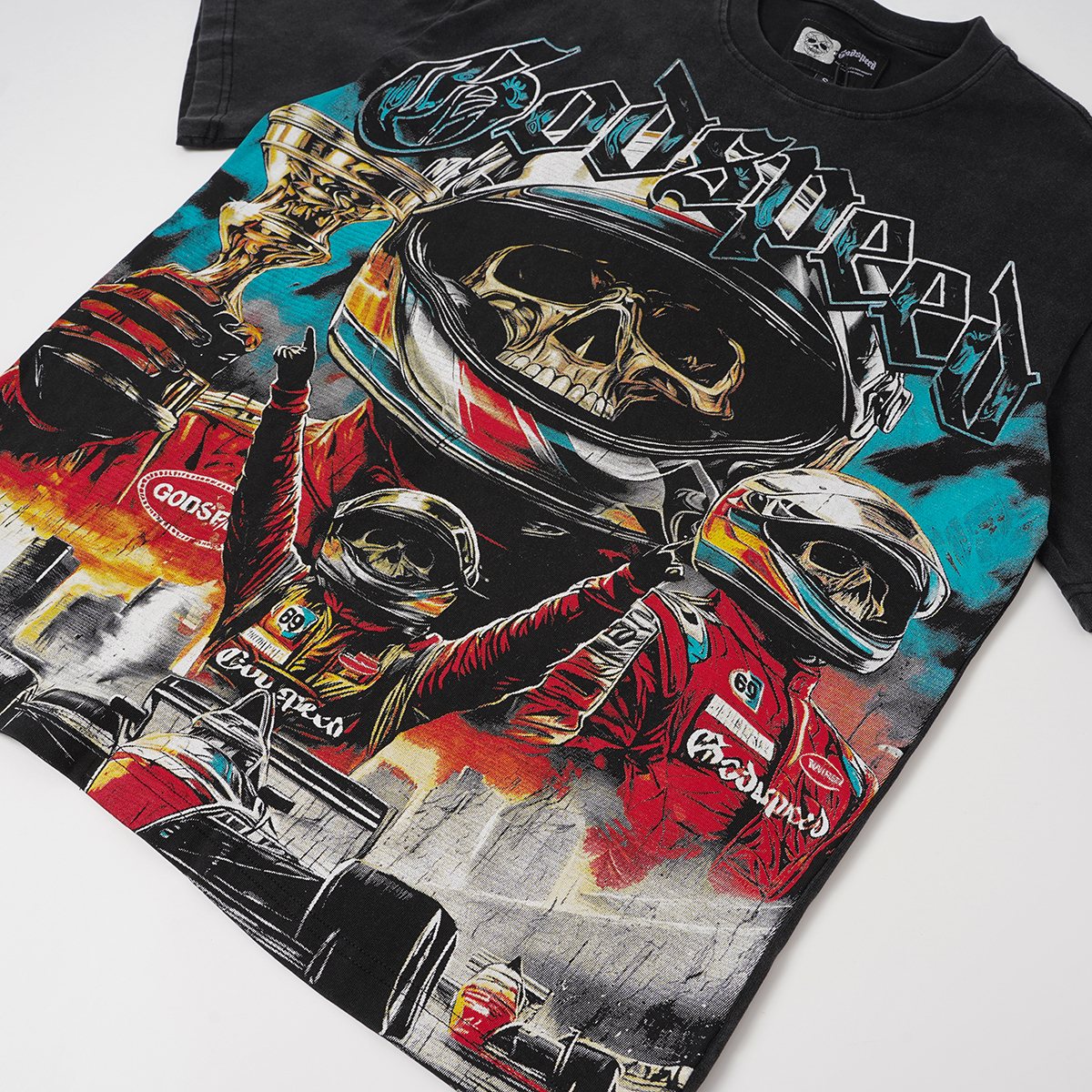 Godspeed Racing Skull Skateboarder Graphic T-Shirt ¡ª front
