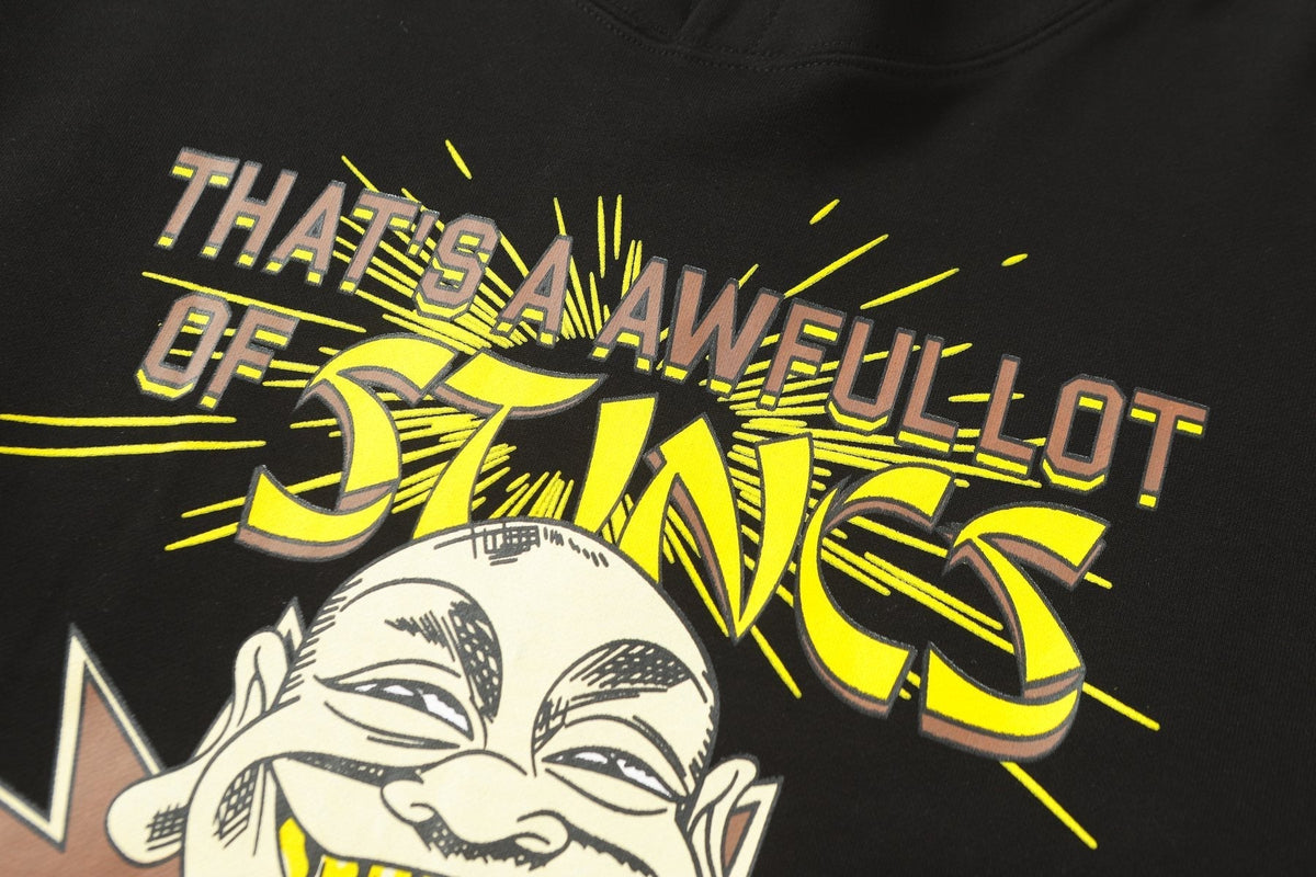 THAT'S A AWFUL LOT OF COUGH SYRUP Stings Character Graphic Hoodie ¡ª detail