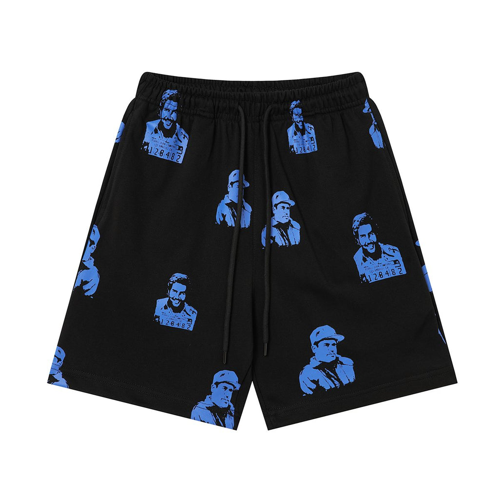 ASAALL All-Over Portrait Graphic Drawstring Shorts ¡ª back
