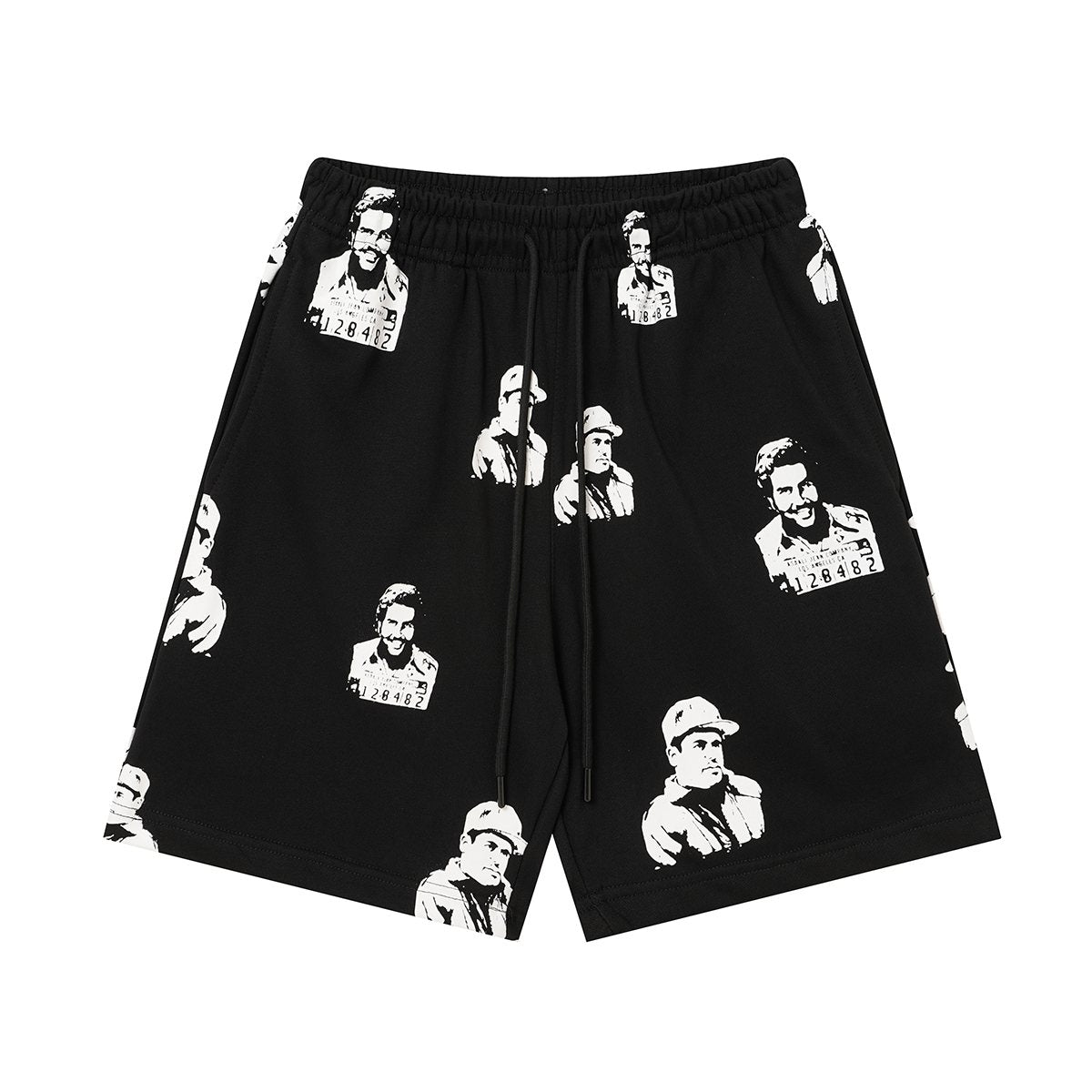 ASAALL All-Over Portrait Graphic Drawstring Shorts ¡ª back