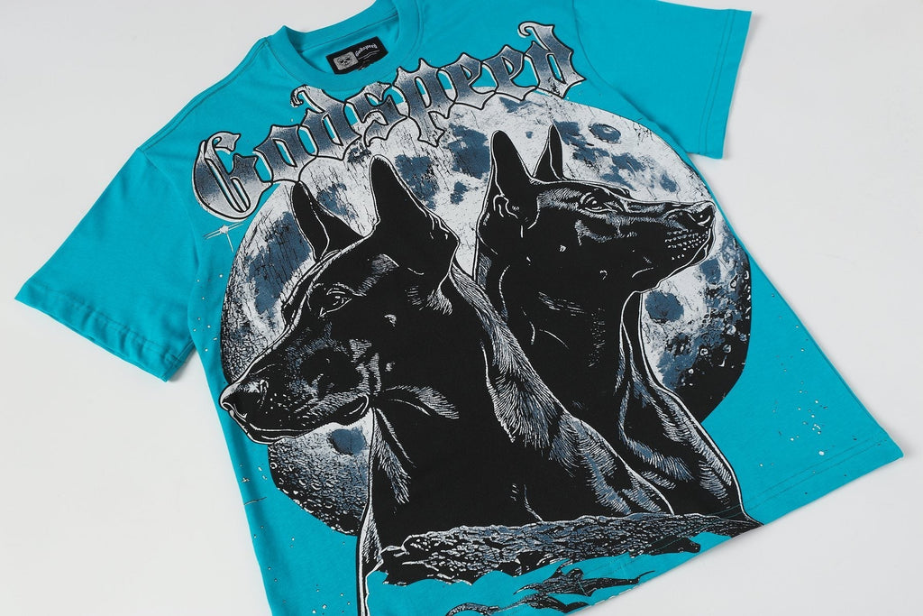 Godspeed Doberman Moon Graphic T-Shirt ¡ª front